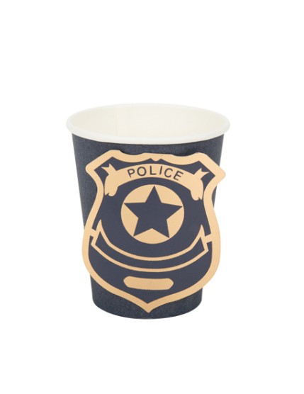 8 Gobelets Police Marine Et Or 255Ml Faites La Fête Accessoires de décoration