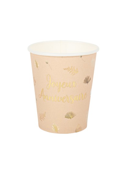 8 Gobelets Boho Joyeux Anniversaireblush Et Or 255Ml Faites La Fête Accessoires de décoration