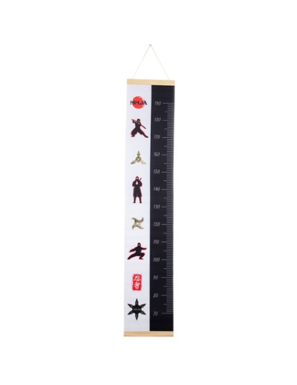Toise Ninja Noir Rouge Blanc Et Or 28cmx1,46M + Baguettes Bois + Ficel Faites La Fête Anniversaire