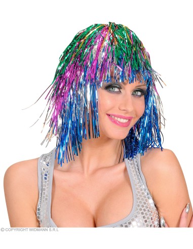 Perruque multicolore années 80 femme, achat de Accessoires sur
