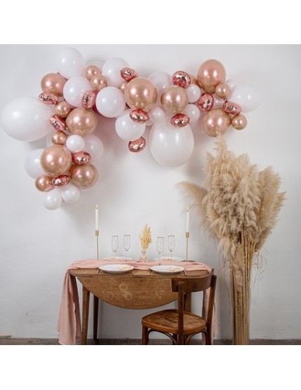 Kit Arche De 70 Ballons La Gipsy Rose Gold Et Blanc Faites La Fête Cérémonie