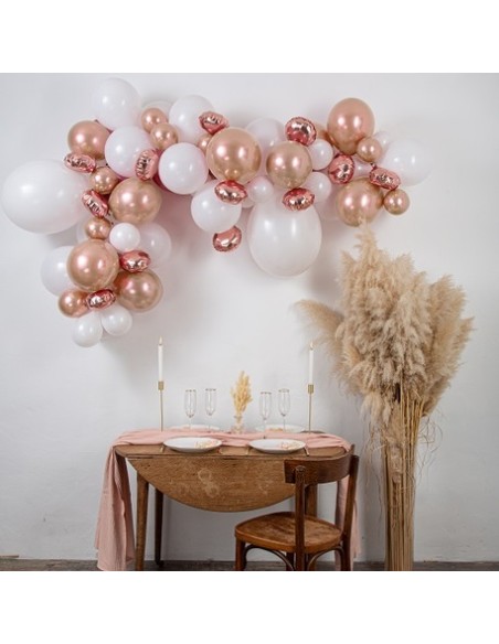 Kit Arche De 70 Ballons La Gipsy Rose Gold Et Blanc