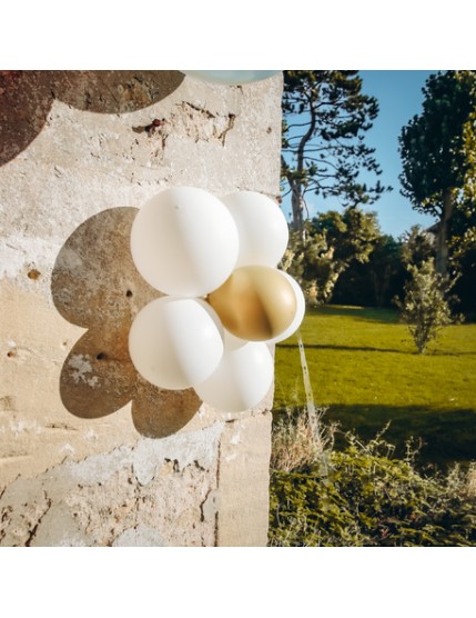 6 Marguerites Ballons Blanches et Or 36 ballons Faites La Fête Accessoires de décoration