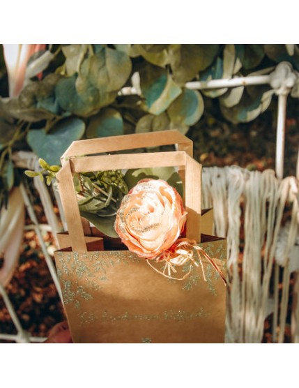 Branche de Rose Blush et Paillettes, Feuillages et Raphia 17 cm Faites La Fête Accessoires de décoration