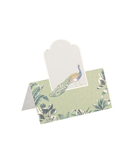 10 Marque-Places Tropical Peacock Dégradé de Vert Amande et Or 8 x 7.5cm Faites La Fête Accessoires de décoration