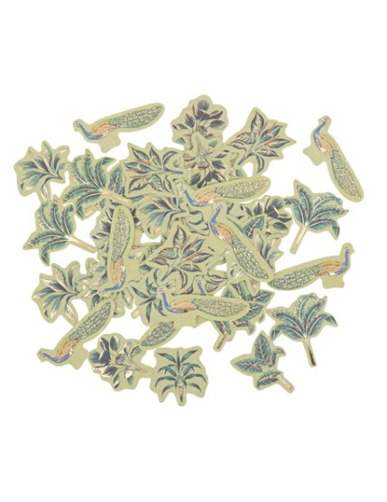 100 Confettis Tropical Peacock Dégradé de Vert Amande et Or De 2 à 4,5 cm Faites La Fête Accessoires de décoration