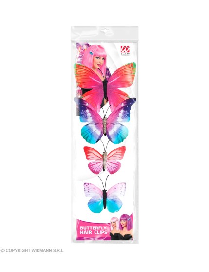 Accessoires Papillons set de 4 pinces a cheveux papillon ass. 4 Couleurs Adulte - Femme GRP09830 Faites La Fête Accessoires