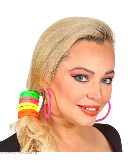 Accessoires Fluo Néon set de 8 élastiques a cheveux fluo ass de 4 coloris Adulte - Femme GRP01976