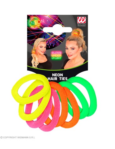 Accessoires Fluo Néon set de 8 élastiques a cheveux fluo ass de 4 coloris  Adulte - Femme GRP01976