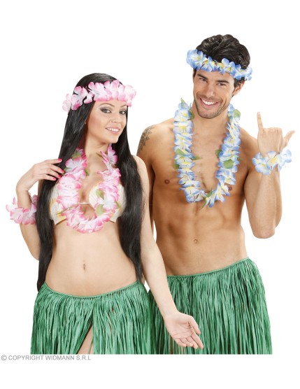 Accessoires Hawaïens set hawaïen Honolulu collier, couronne, bracelet Adulte - Unisex GRP9134T Faites La Fête Accessoires