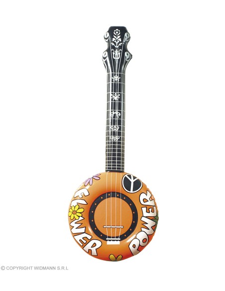 Accessoires Années 60 banjo gonflable orange 100 cm - Hippie et Reggae Adulte - Unisex GRP23953