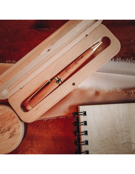 Plumier et Stylo Merci Maîtresse enBois 17,5x5,5x2,5cm En Display Box