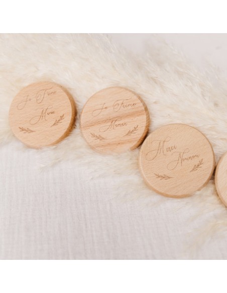 Décapsuleur Magnétique Je T'aime Maman en Bois 7x7x1,2cm En Display Box