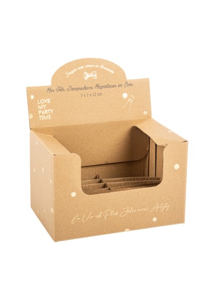 Décapsuleur Magnétique Je T\'aime Maman en Bois 7x7x1,2cm En Display Box Faites La Fête Décapsuleur