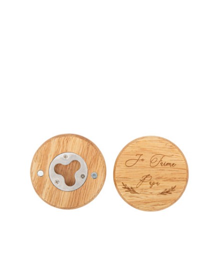 Décapsuleur Magnétique Je T\'aime Papa en Bois 7x7x1,2cm En Display Box Faites La Fête Décapsuleur