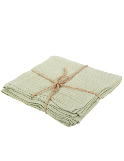 4 Serviettes Gaze de Coton Vert Sauge 40 x 40 cm Lavable à 30° Faites La Fête Accessoires de décoration