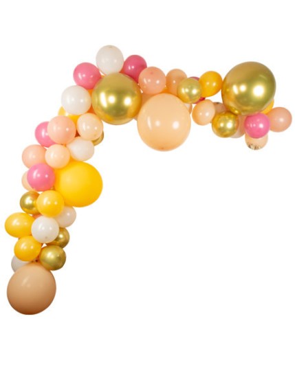 Kit Arche de 60 Ballons La Tutti Frutti Mandarine, Framboise, Litchi, Pêche, Crème et Or Faites La Fête Cérémonie
