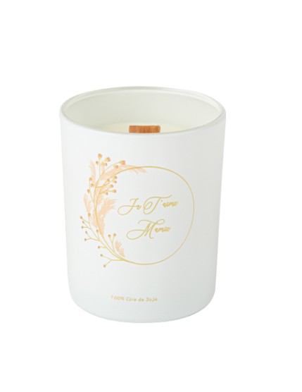 Bougie Cire de Soja Fleurs des Champs \"Je T\'aime Mamie\" Blush et Or 7 x 7 x 8.5 cm Faites La Fête Accessoires de décoratio