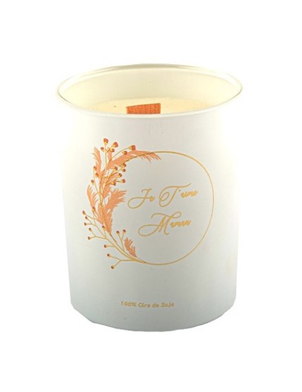 Bougie Cire de Soja Fleurs des Champs \"Je T\'aime Maman\" Blush et Or 7 x 7 x 8.5 cm Faites La Fête Accessoires de décoratio