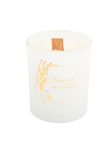 Bougie Cire de Soja Fleurs des Champs \"Merci de m\'avoir aidé à Grandir\" Blush et Or 7 x 7 x 8.5 cm Faites La Fête Accessoi