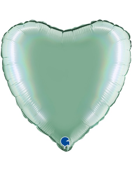 Ballon coeur alu 46 bleu pastel