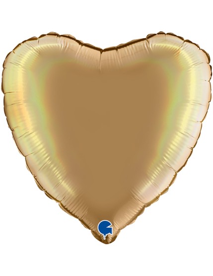 Ballon Coeur Rainbow Holographique Platine Champagne 36×36cm 180P05RHCh