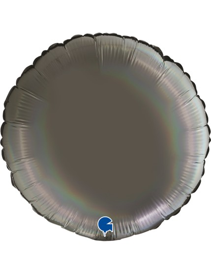 Ballon Rond 18 Inc Rainbow Holographique Platine Gris 35×35cm 181P00RHGy