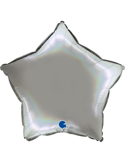 Ballon Etoile arc-en-ciel holographique platine pur 42×40cm 192P01RHPu