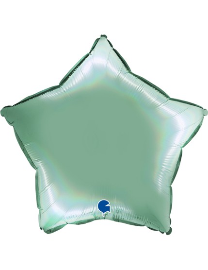 Ballon Chiffre - 5 - Tiffany Turquoise brillant holographique
