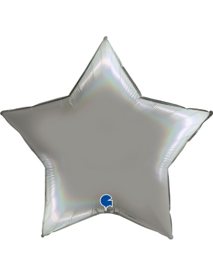 Ballon Etoile arc-en-ciel holographique platine pur 86×81cm 362P01RHPu