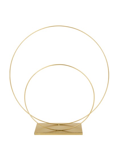 Déco Double Cercle sur Socle Métal Or 40,5 cm, Ø 38,5 cm et Ø 26 cm Faites La Fête Accessoires de décoration