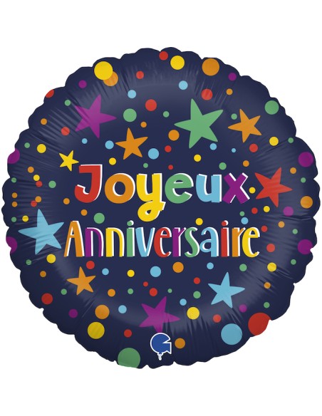 Ballon Joyeux Anniv Bleu Marine 35×35 cm G78155