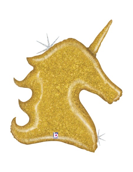 Ballon Gold Glitter Unicorn 60×75 cm 35861GH