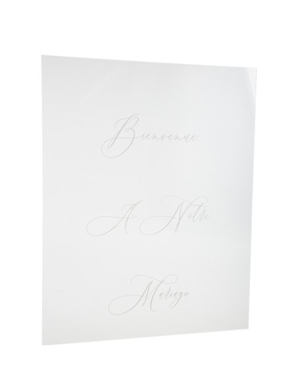 Panneau de Bienvenue à Notre Mariage Verre Acrylique et Blanc 70 x 50 cm Faites La Fête Cérémonie