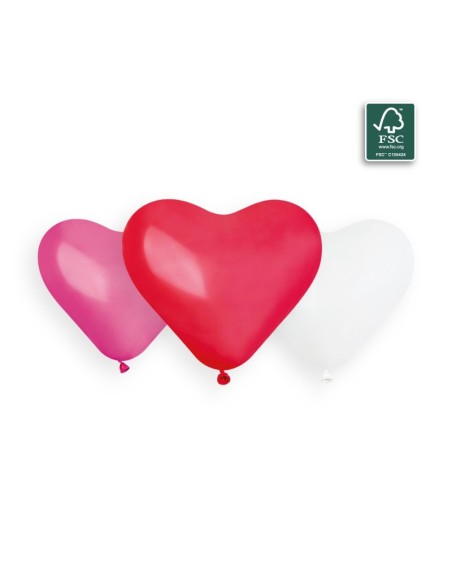 Sachet de 3 ballons coeur blanc-rouge-rose