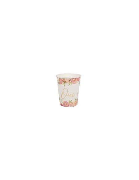 8 Gobelets Oui Degrade De Fleurs Et Or 255Ml