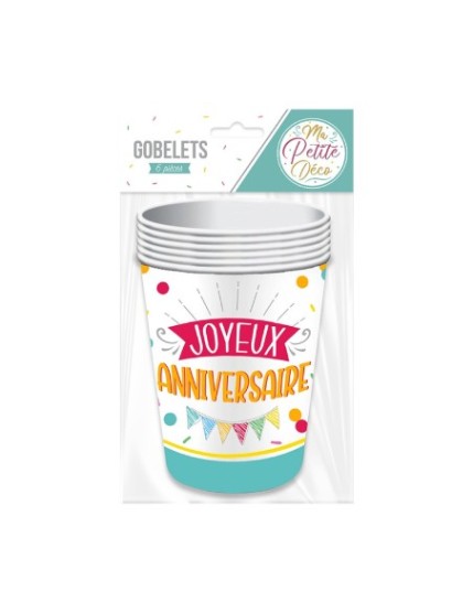 Pack 6 Gobelets Anniv Mixte Faites La Fête Accessoires de décoration