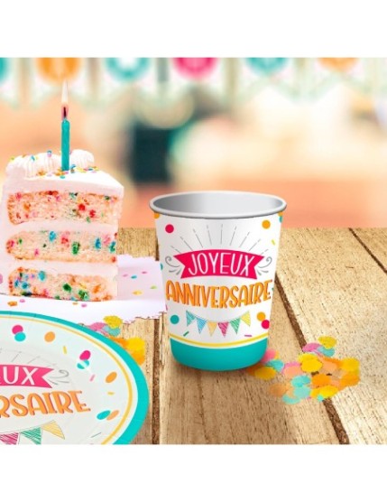 Pack 6 Gobelets Anniv Mixte Faites La Fête Accessoires de décoration