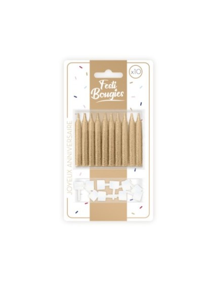 Pack 10 Bougies Dore Faites La Fête Accessoires de décoration