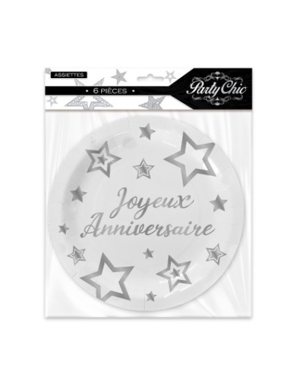 Pack 6 Assiettes Party Chic Argent Faites La Fête Accessoires de décoration