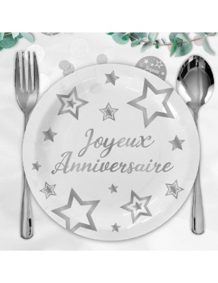 Pack 6 Assiettes Party Chic Argent Faites La Fête Accessoires de décoration