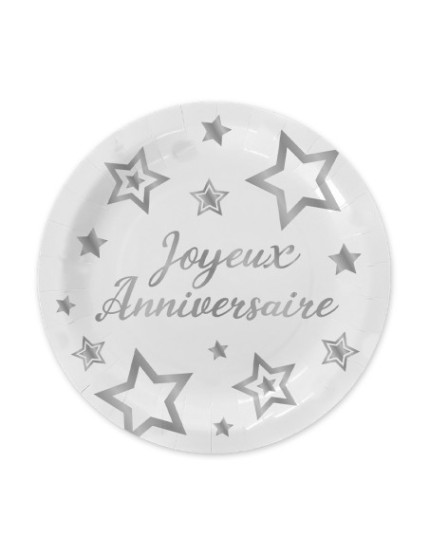 Pack 6 Assiettes Party Chic Argent Faites La Fête Accessoires de décoration