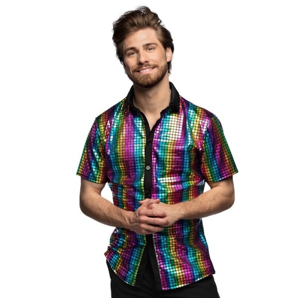 Chemise Disco Diamond arc-en-ciel (XL)