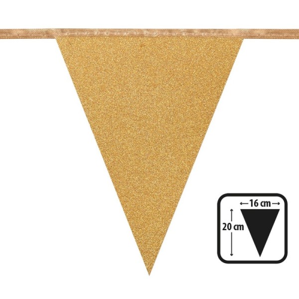 Guirlande de fanions scintillante en carton or (20 x 16cm)(6 m)