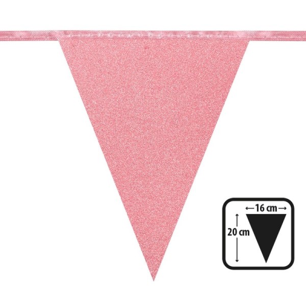 Guirlande de fanions scintillante en carton or rose (20 x 16cm)(6 m)