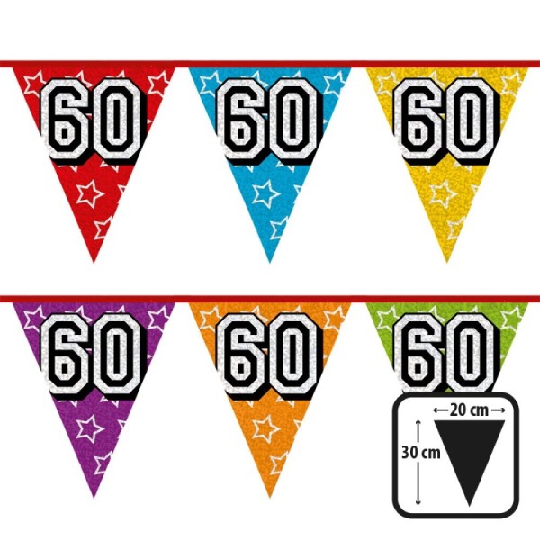 Guirlande de fanions holographique '60' (30 x 20 cm)(8 m)