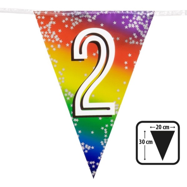 Guirlande de fanions aluminium '2' (30 x 20 cm)(6 m)