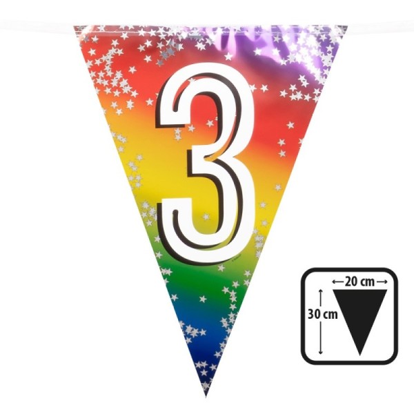 Guirlande de fanions aluminium '3' (30 x 20 cm)(6 m)