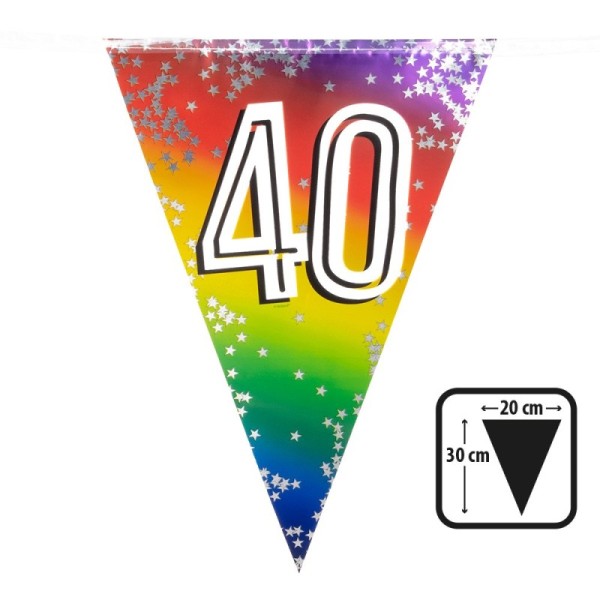 Guirlande de fanions aluminium '40' (30 x 20 cm)(6 m)