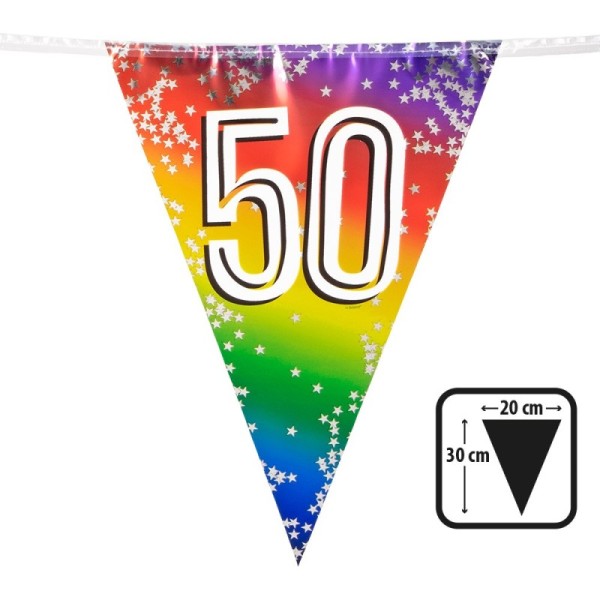 Guirlande de fanions aluminium '50' (30 x 20 cm)(6 m)